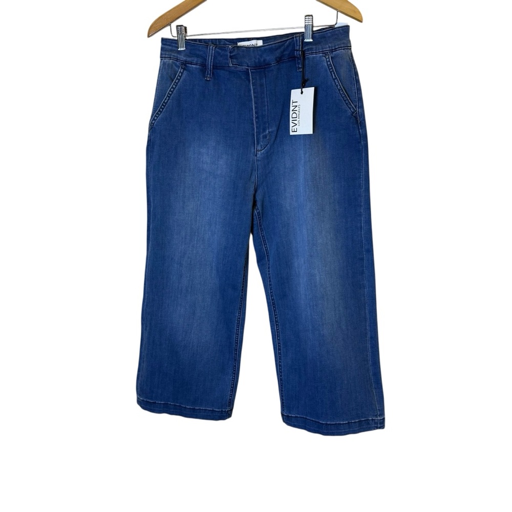 EVIDNT Anthropologie Women’s Blue Denim Wide Leg Crop Jeans sz 31